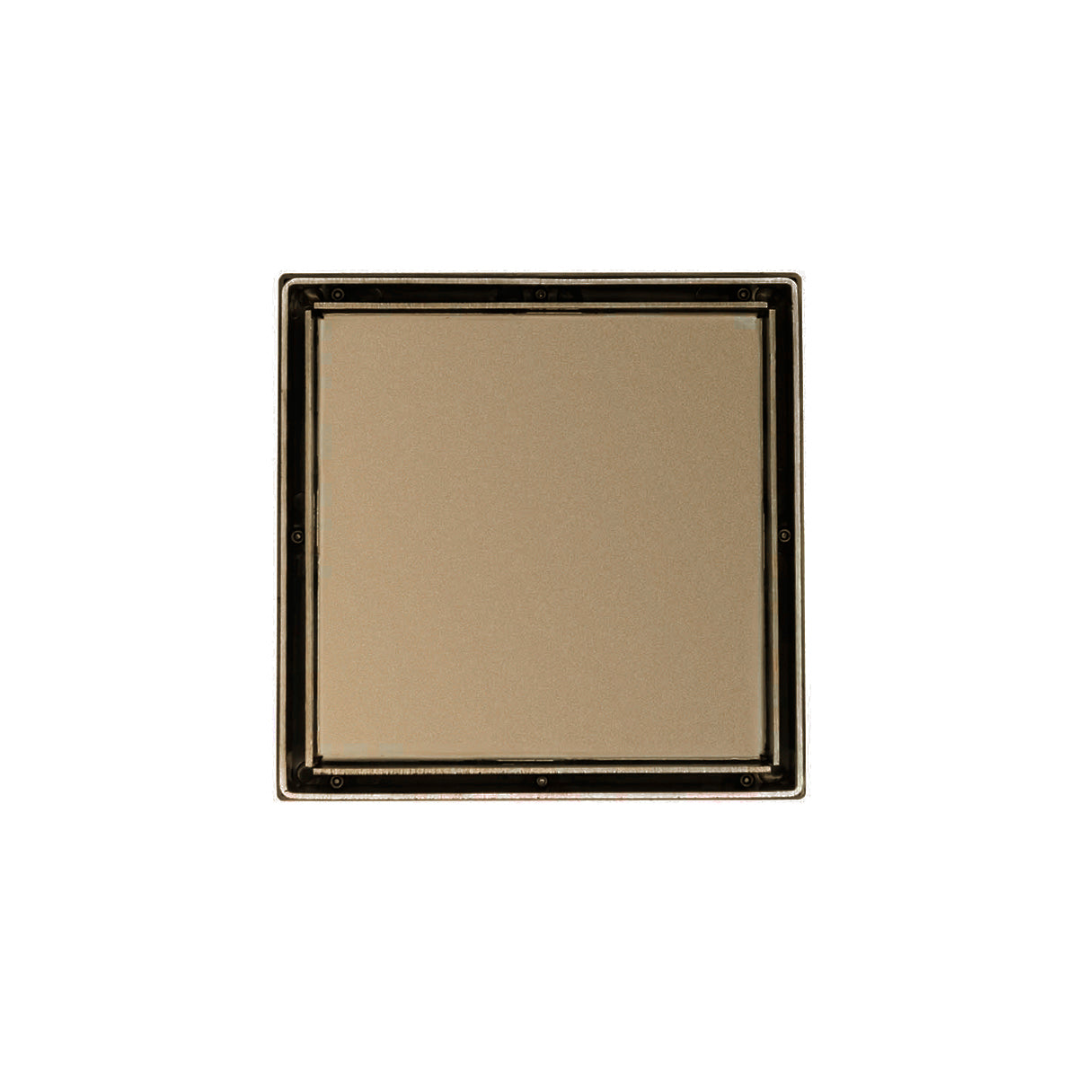 INFINITY DRAIN LTD5 BS SC LTD 5 5" x 5" LTD 5 Tile Insert Complete Kit in Satin Champagne with Stainless Steel Bonded Flange, 2" No Hub Outlet