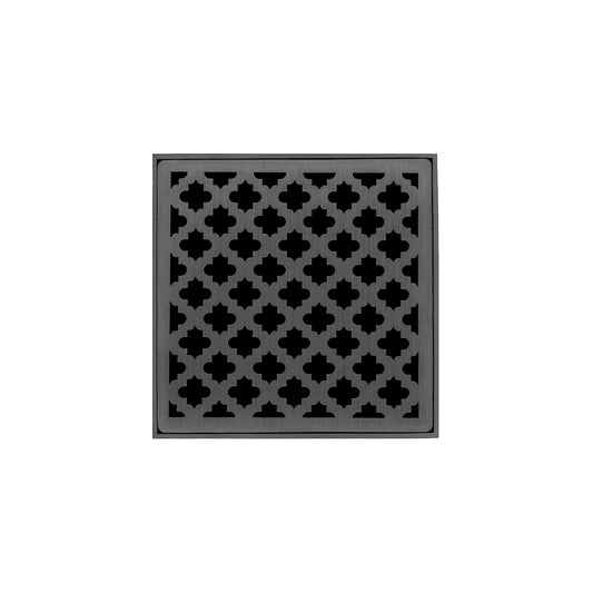 INFINITY DRAIN M 4 GM MD 4 4" x 4" Strainer with Moor Pattern Decorative Plate and 2" Throat in Gunmetal for MD 4