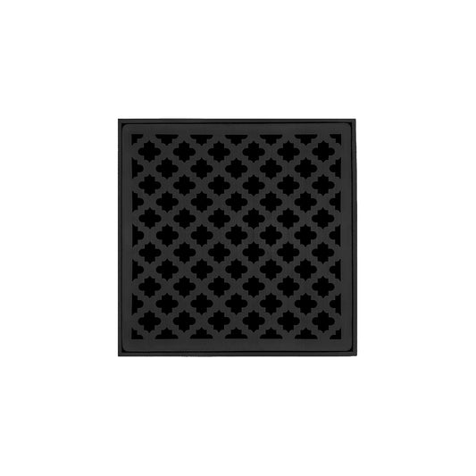 INFINITY DRAIN M 5 BK MD 5 5" x 5" Strainer with Moor Pattern Decorative Plate and 2" Throat in Matte Black for MD 5