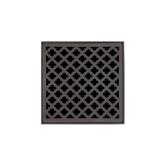 INFINITY DRAIN M 5 ORB MD 5 5" x 5" Strainer with Moor Pattern Decorative Plate and 2" Throat in Oil Rubbed Bronze for MD 5