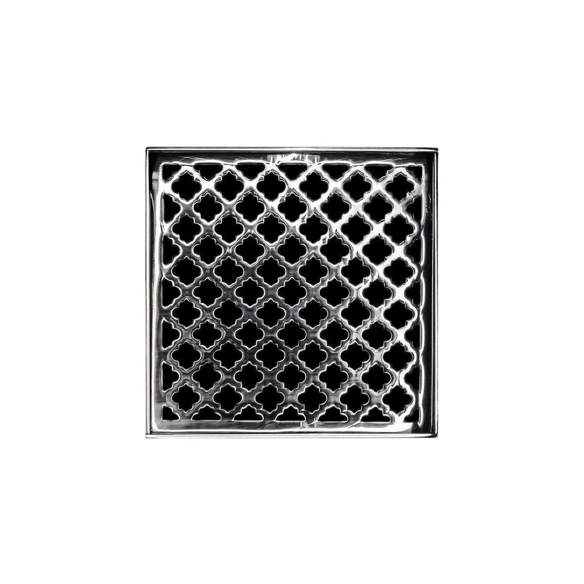 INFINITY DRAIN M 5 PS MD 5 5" x 5" Strainer with Moor Pattern Decorative Plate and 2" Throat in Polished Stainless for MD 5