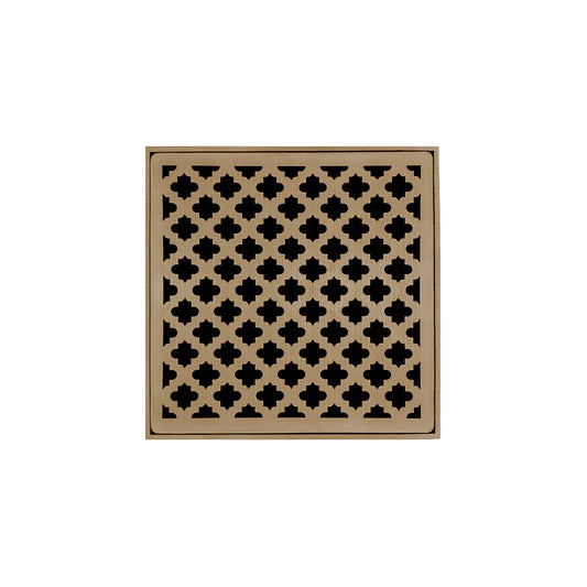 INFINITY DRAIN M 5 SB MD 5 5" x 5" Strainer with Moor Pattern Decorative Plate and 2" Throat in Satin Bronze for MD 5
