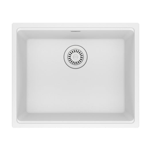 FRANKE MAG11020-PWT Maris Undermount 21.7-in x 17.8-in Granite Single Bowl Kitchen Sink in Polar White