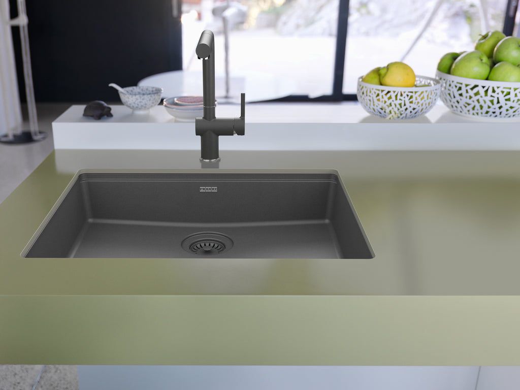 FRANKE MAG11023ADA-SHG Maris Undermount 25-in x 18.94-in Granite ADA Single Bowl Sink in Stone Grey In Stone Grey
