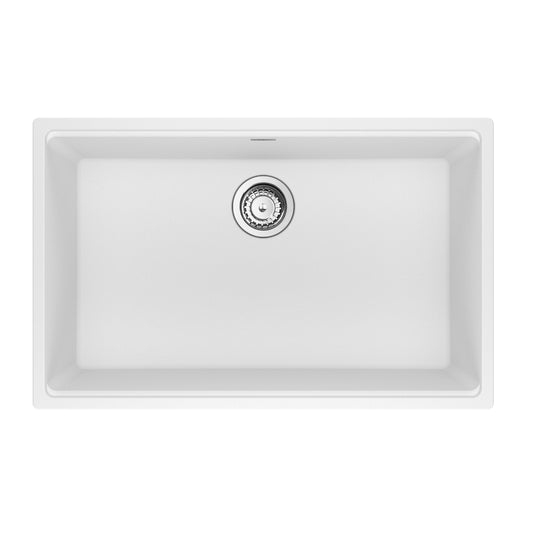 FRANKE MAG11028-PWT-S Maris Undermount 33-in x 22-in Granite Single Bowl Kitchen Sink in Polar White In Polar White