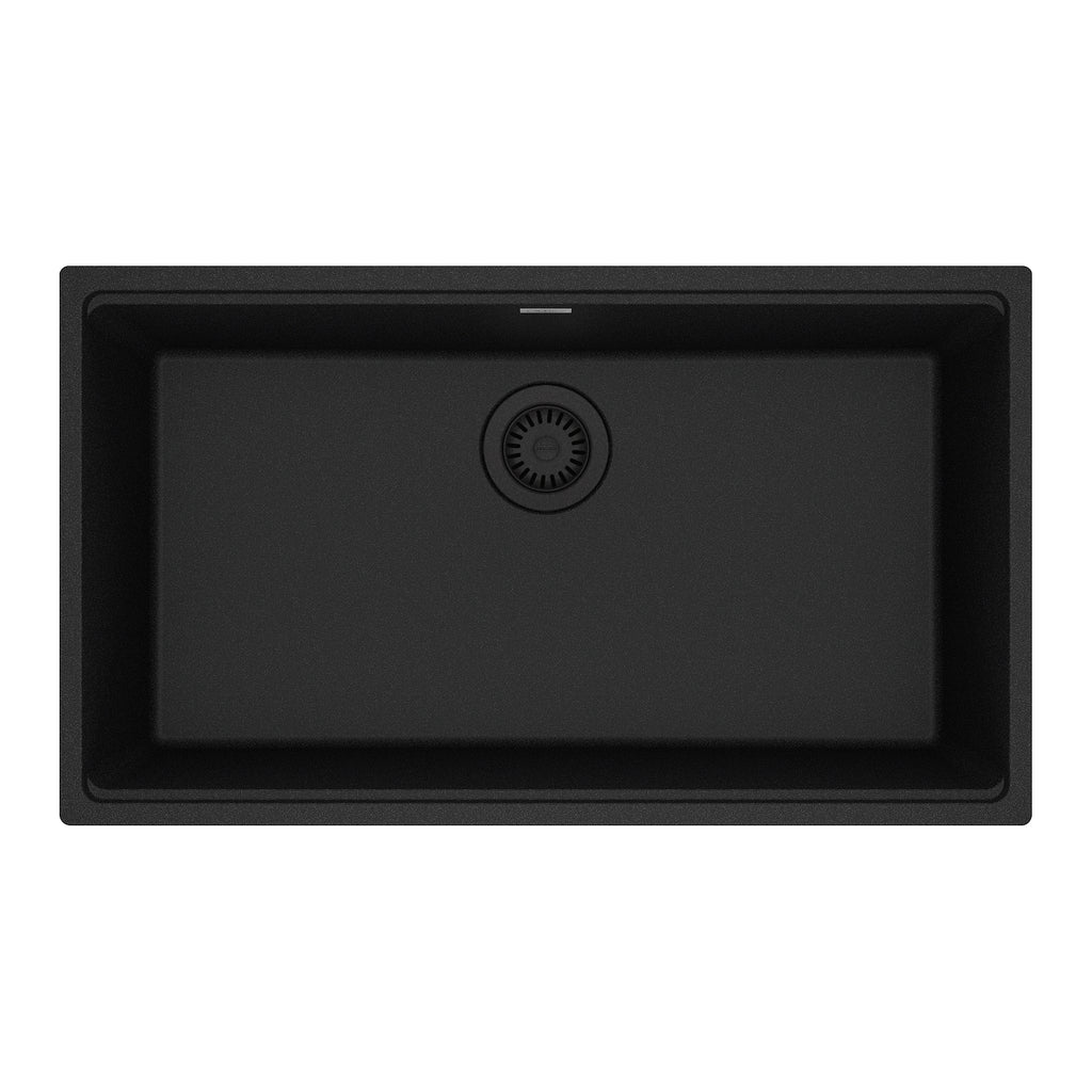 FRANKE MAG11029-ONY Maris Undermount 31-in x 17.81-in Granite Single Bowl Kitchen Sink in Onyx In Onyx