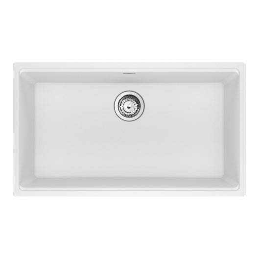 FRANKE MAG11029-PWT-S Maris Undermount 31-in x 17.81-in Granite Single Bowl Kitchen Sink in Polar White In Polar White