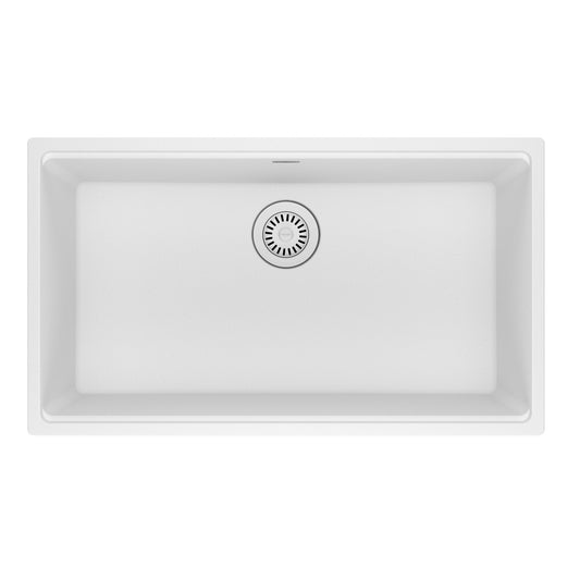 FRANKE MAG11029-PWT Maris Undermount 31-in x 17.81-in Granite Single Bowl Kitchen Sink in Polar White In Polar White