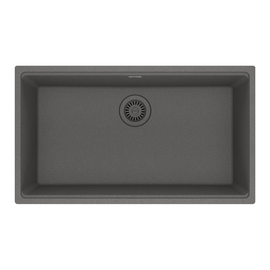 FRANKE MAG11029-SHG Maris Undermount 31-in x 17.81-in Granite Single Bowl Kitchen Sink in Stone Grey In Stone Grey