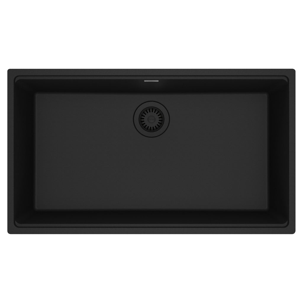 FRANKE MAG11031-MBK Maris Undermount 33-in x 18.94-in Granite Single Bowl Kitchen Sink in Matte Black In Matte Black