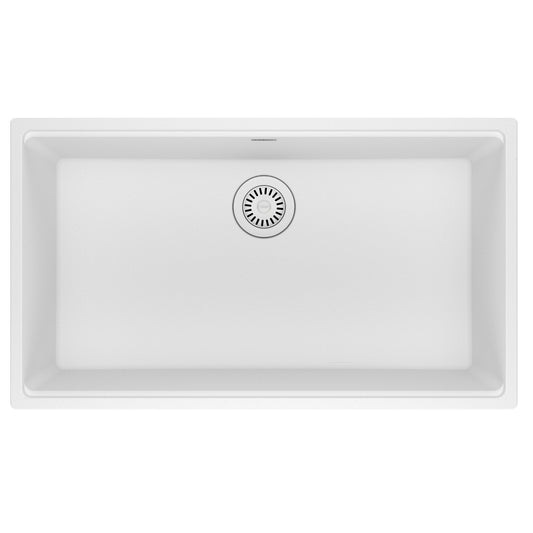 FRANKE MAG11031-PWT Maris Undermount 33-in x 18.94-in Granite Single Bowl Kitchen Sink in Polar White In Polar White