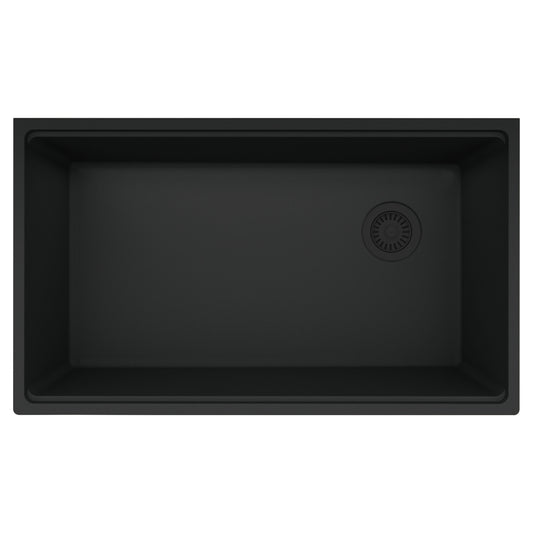 FRANKE MAG11031OW-MBK Maris Undermount 33-in x 19.31-in Granite Single Bowl Kitchen Sink in Matte Black In Matte Black