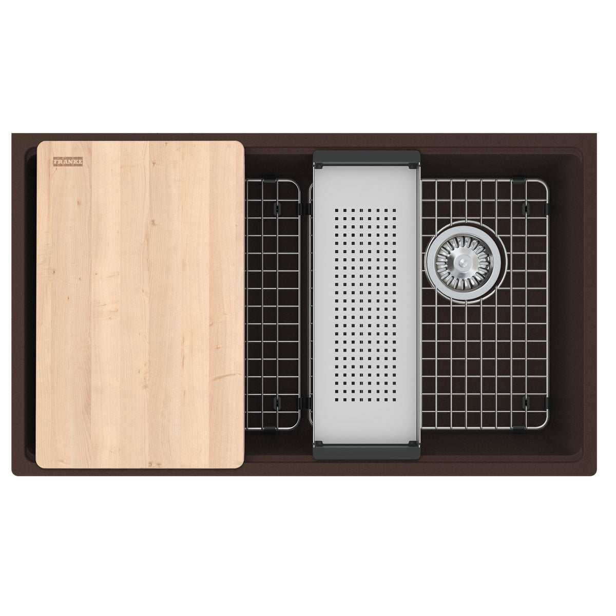 FRANKE MAG11031OW-MOC-WKC Maris Undermount 33-in x 19.31-in Granite Single Bowl Kitchen Sink in Mocha