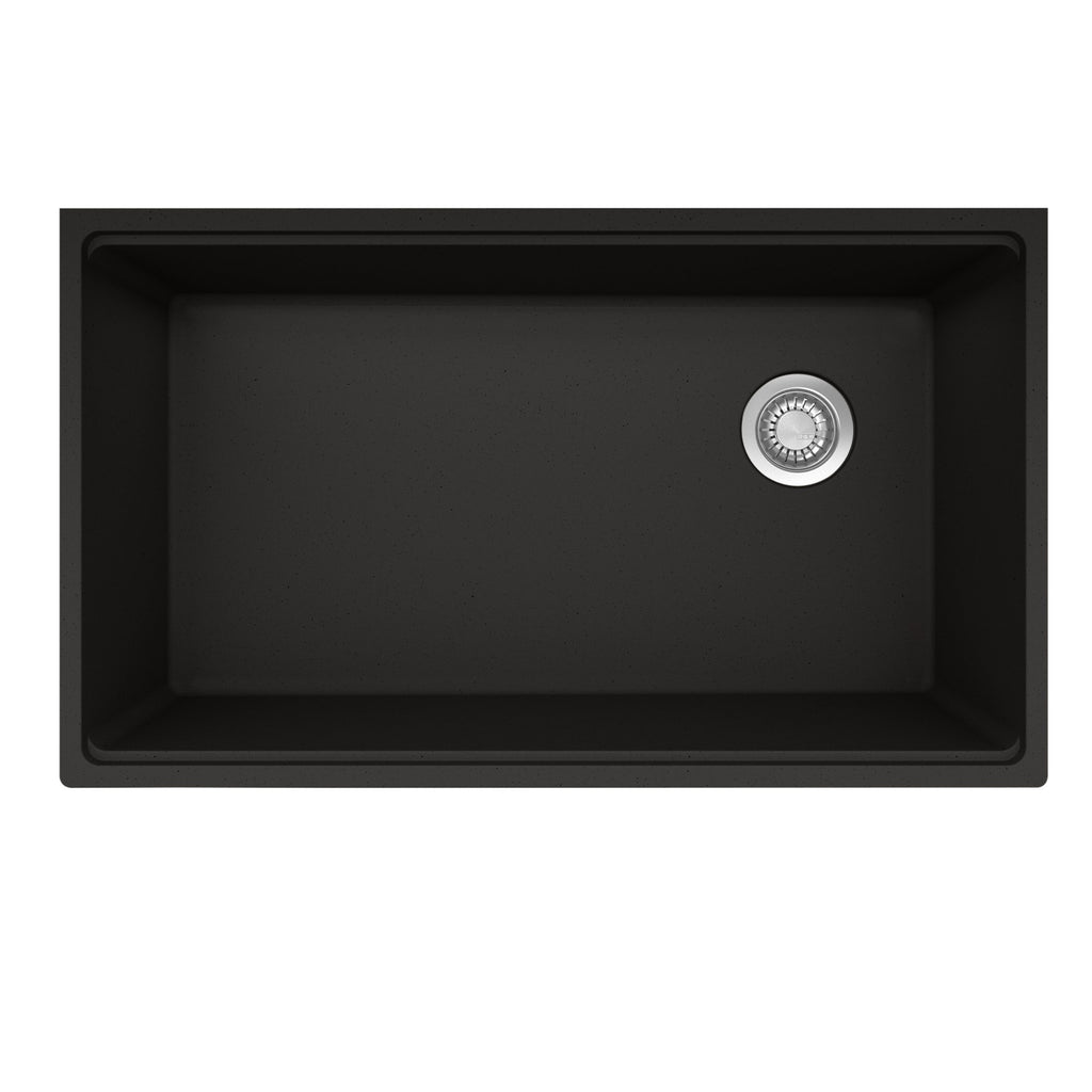 FRANKE MAG11031OW-ONY-WKC Maris Undermount 33-in x 19.31-in Granite Single Bowl Kitchen Sink in Onyx In Onyx