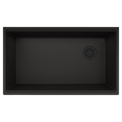 FRANKE MAG11031OW-ONY Maris Undermount 33-in x 19.31-in Granite Single Bowl Kitchen Sink in Onyx In Onyx