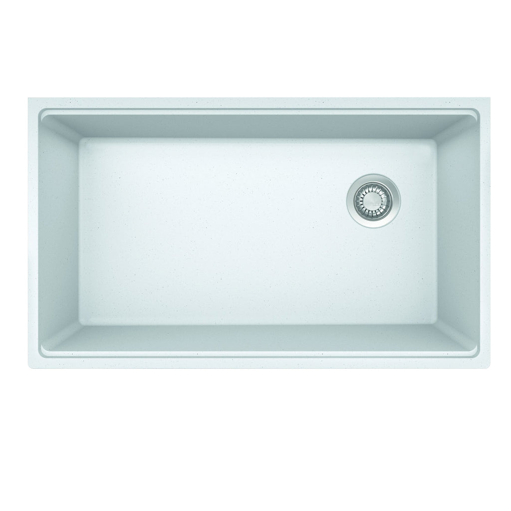 FRANKE MAG11031OW-PWT-WKC Maris Undermount 33-in x 19.31-in Granite Single Bowl Kitchen Sink in Polar White In Polar White