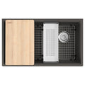 FRANKE MAG11031OW-SLG-WKC Maris Undermount 33-in x 19.31-in Granite Single Bowl Workcenter Kitchen Sink in Slate Grey