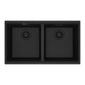 FRANKE MAG1201414-MBK Maris Undermount 31-in x 17.81-in Granite Double Bowl Kitchen Sink in Matte Black In Matte Black