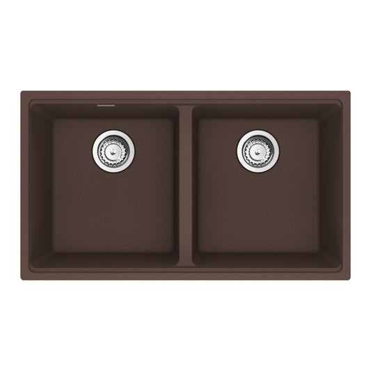 FRANKE MAG1201414-MOC-S Maris Undermount 31-in x 17.81-in Granite Double Bowl Kitchen Sink in Mocha In Mocha