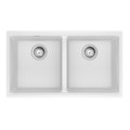 FRANKE MAG1201414-PWT-S Maris Undermount 31-in x 17.81-in Granite Double Bowl Kitchen Sink in Polar White In Polar White