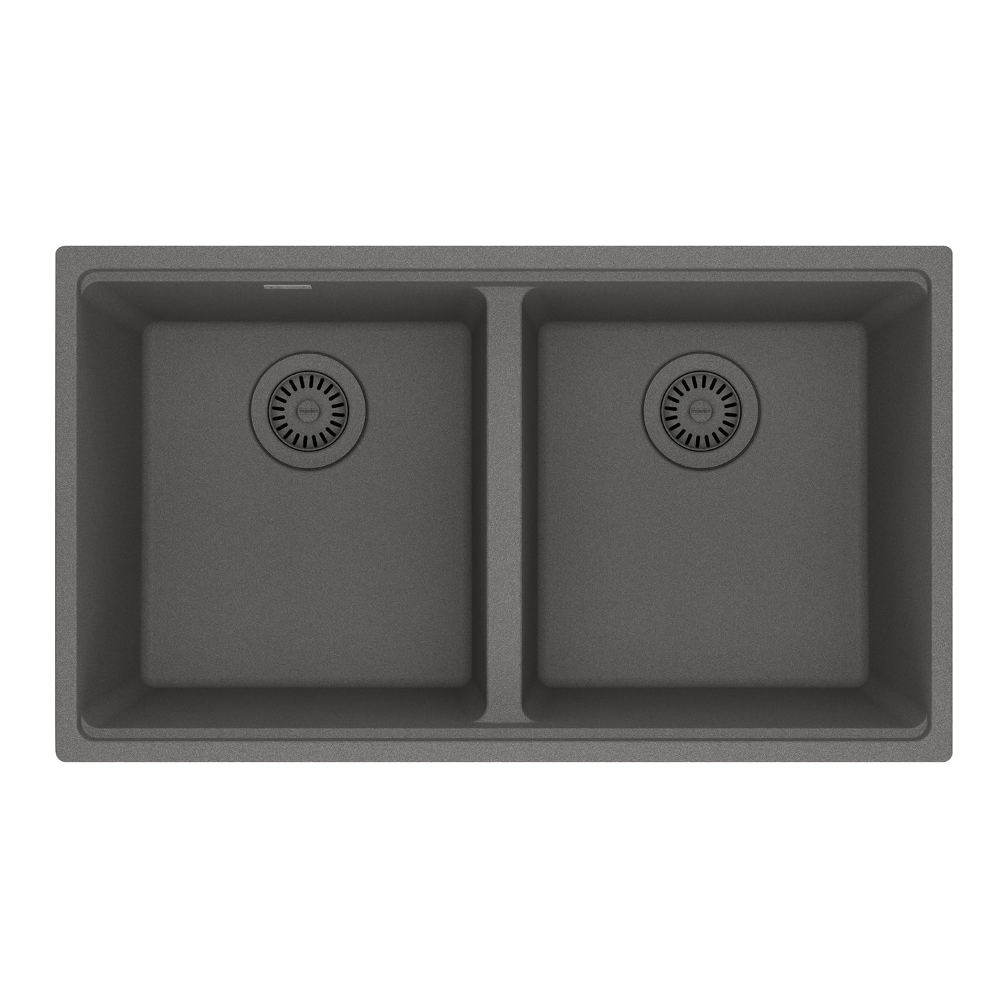 FRANKE MAG1201414-SHG Maris Undermount 31-in x 17.81-in Granite Double Bowl Kitchen Sink in Stone Grey In Stone Grey