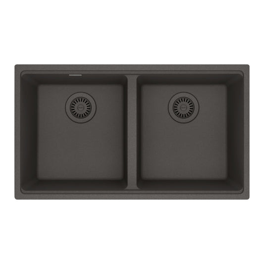 FRANKE MAG1201414-SLG Maris Undermount 31-in x 17.81-in Granite Double Bowl Kitchen Sink in Slate Grey