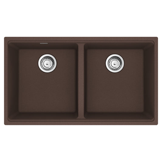 FRANKE MAG1201515-MOC-S Maris Undermount 33-in x 18.94-in Granite Double Bowl Kitchen Sink in Mocha In Mocha