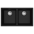 FRANKE MAG1201515-ONY-S Maris Undermount 33-in x 18.94-in Granite Double Bowl Kitchen Sink in Onyx In Onyx