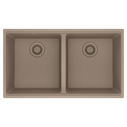 FRANKE MAG1201515-OYS Maris Undermount 33-in x 18.94-in Granite Double Bowl Kitchen Sink in Oyster In Oyster