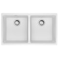FRANKE MAG1201515-PWT-S Maris Undermount 33-in x 18.94-in Granite Double Bowl Kitchen Sink in Polar White In Polar White