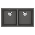 FRANKE MAG1201515-SHG-S Maris Undermount 33-in x 18.94-in Granite Double Bowl Kitchen Sink in Stone Grey In Stone Grey