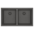FRANKE MAG1201515-SHG Maris Undermount 33-in x 18.94-in Granite Double Bowl Kitchen Sink in Stone Grey In Stone Grey