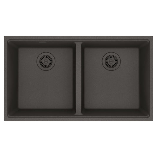 FRANKE MAG1201515-SLG Maris Undermount 33-in x 18.94-in Granite Double Bowl Kitchen Sink in Slate Grey