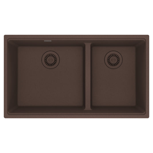 FRANKE MAG1601812LD-MOC Maris Undermount 33-in x 18.94-in Granite Double Bowl Kitchen Sink in Mocha In Mocha