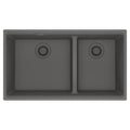 FRANKE MAG1601812LD-SHG Maris Undermount 33-in x 18.94-in Granite Double Bowl Kitchen Sink in Stone Grey In Stone Grey