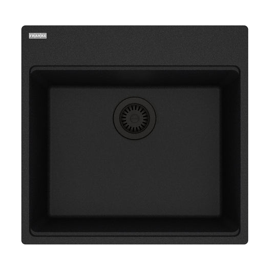 FRANKE MAG61020-ONY Maris Topmount 21.6-in x 20.8-in Granite Single Bowl Kitchen Sink in Onyx