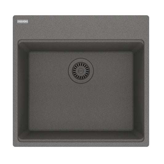 FRANKE MAG61020-SHG Maris Topmount 21.6-in x 20.8-in Granite Single Bowl Kitchen Sink in Shadow Grey