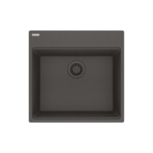 FRANKE MAG61020-SLG Maris Topmount 21.6-in x 20.8-in Granite Single Bowl Kitchen Sink in Slate Grey