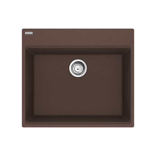 FRANKE MAG61023-MOC-S Maris Topmount 25-in x 22-in Granite Single Bowl Kitchen Sink in Mocha In Mocha