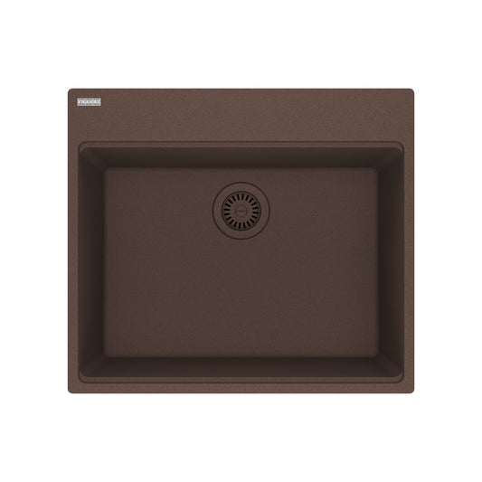 FRANKE MAG61023-MOC Maris Topmount 25-in x 22-in Granite Single Bowl Kitchen Sink in Mocha In Mocha