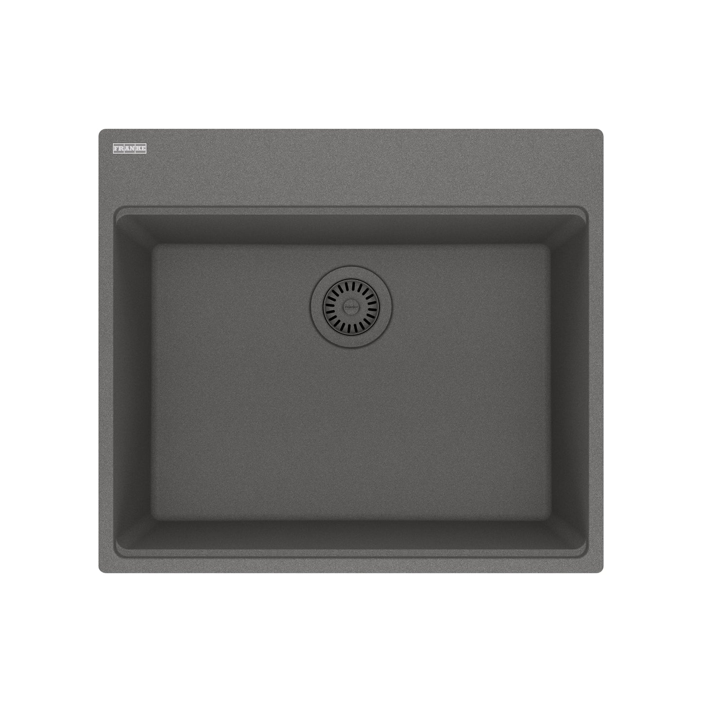 FRANKE MAG61023-SHG Maris Topmount 25-in x 22-in Granite Single Bowl Kitchen Sink in Stone Grey In Stone Grey