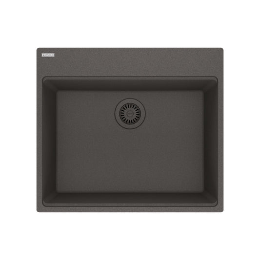 FRANKE MAG61023-SLG Maris Topmount 25-in x 22-in Granite Single Bowl Kitchen Sink in Slate Grey
