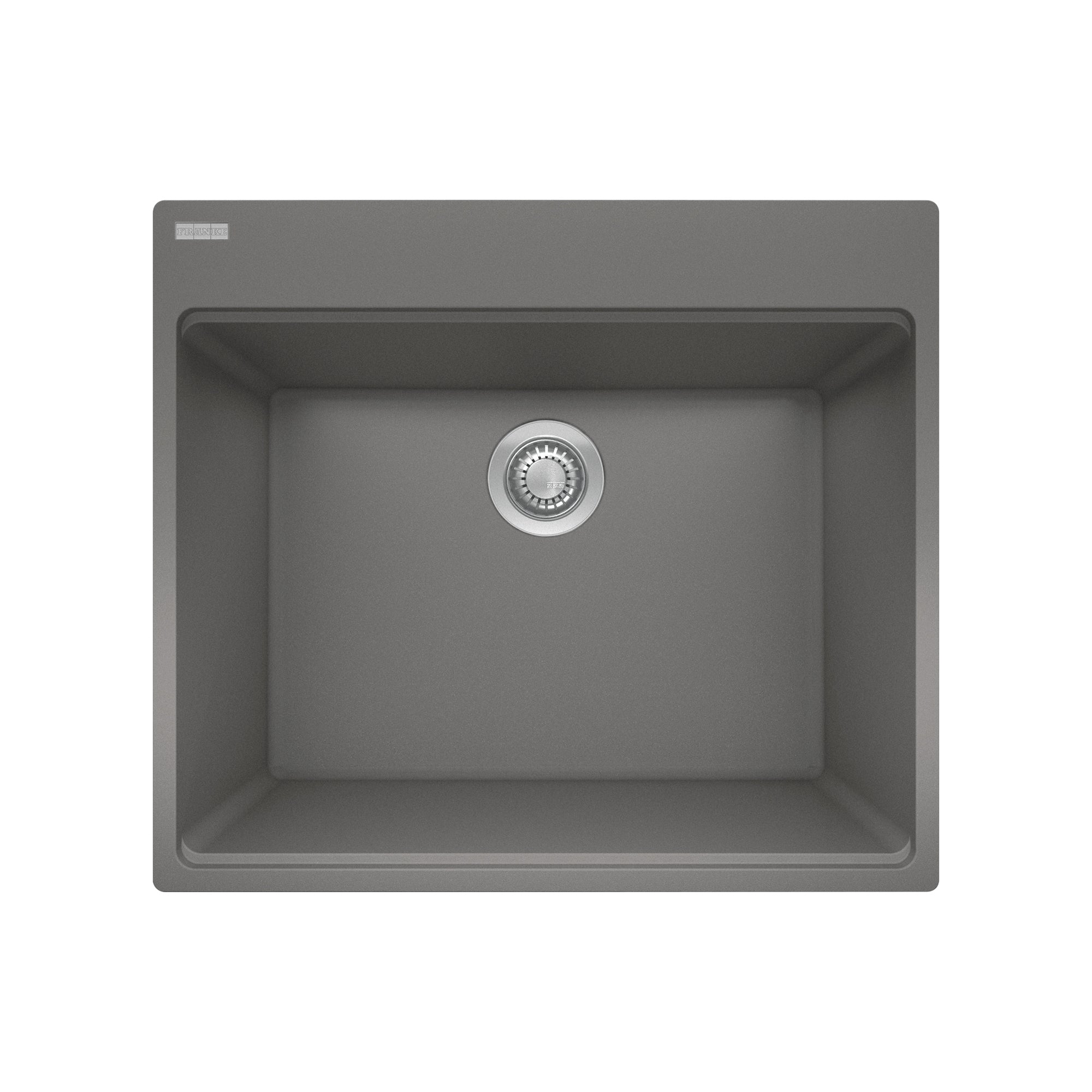 FRANKE MAG61023L-SHG-S Maris Dual Mount 25-in x 22-in Granite Dual Mount Single Bowl Laundry Sink in Stone Grey In Stone Grey