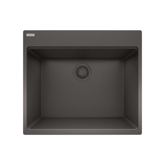 FRANKE MAG61023L-SLG Maris Dual Mount 25-in x 22-in Granite Dual Mount Single Bowl Laundry Sink in Slate Grey