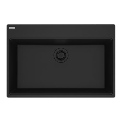 FRANKE MAG61029-MBK Maris Topmount 31-in x 20.88-in Granite Single Bowl Kitchen Sink in Matte Black In Matte Black