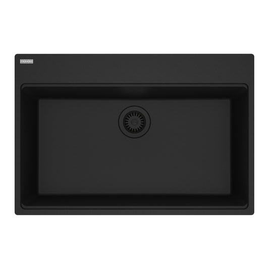 FRANKE MAG61029-MBK Maris Topmount 31-in x 20.88-in Granite Single Bowl Kitchen Sink in Matte Black In Matte Black