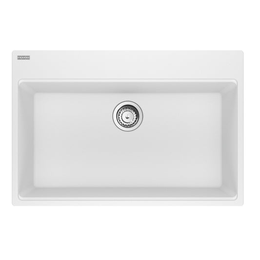 FRANKE MAG61029-PWT-S Maris Topmount 31-in x 20.88-in Granite Single Bowl Kitchen Sink in Polar White In Polar White