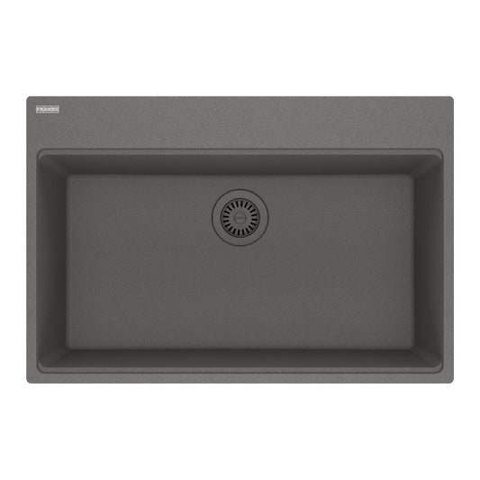 FRANKE MAG61029-SHG Maris Topmount 31-in x 20.88-in Granite Single Bowl Kitchen Sink in Stone Grey In Stone Grey