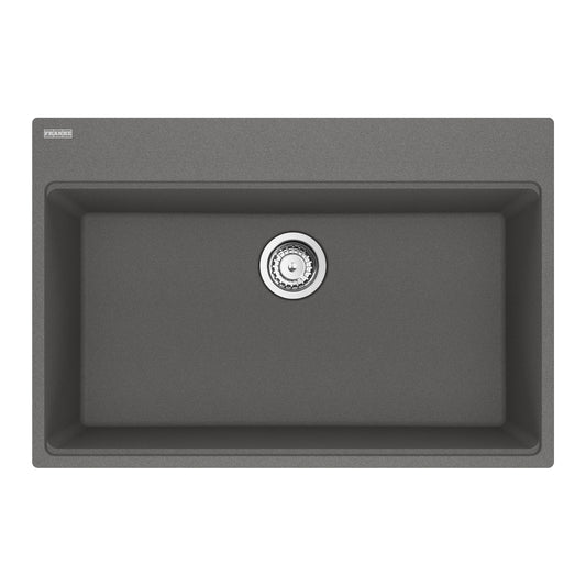 FRANKE MAG61029-SHG-S Maris Topmount 31-in x 20.88-in Granite Single Bowl Kitchen Sink in Stone Grey In Stone Grey