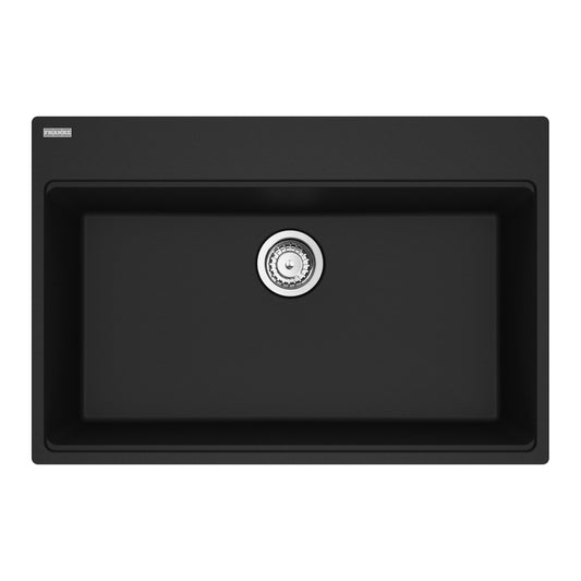 FRANKE MAG61031-MBK-S Maris Topmount 33-in x 22-in Granite Single Bowl Kitchen Sink in Matte Black In Matte Black